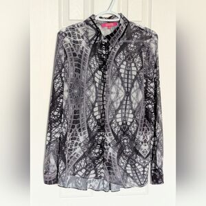 Catherine Malandrino Women's (8) Very Sheer/See-Through Button-Down Blouse/Top